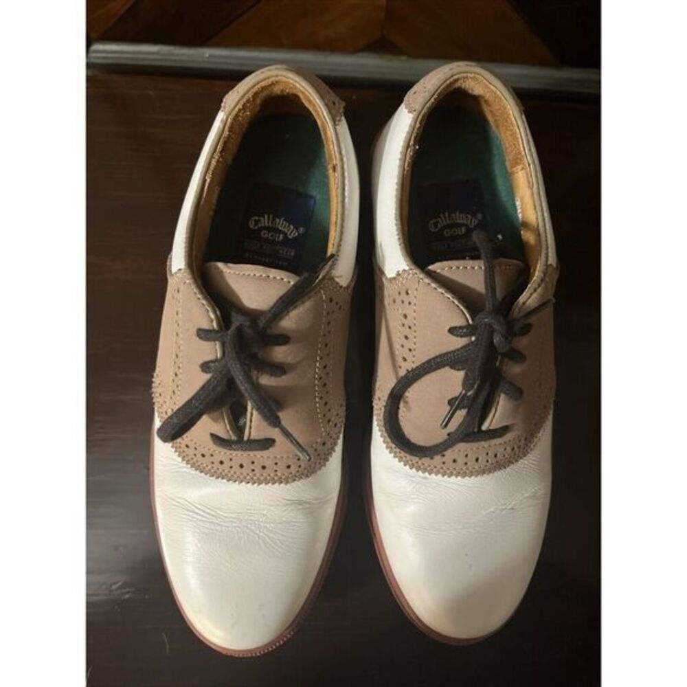 Mens/Callaway/Golf/Shoes/Size9/Leather/White/Brown/GS501 SZ 5‎